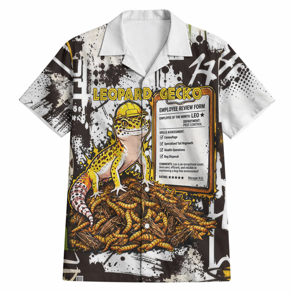 Leopard Gecko Hawaiian Shirt Tiny Dinosaur Department Funny Pest Control Graffiti