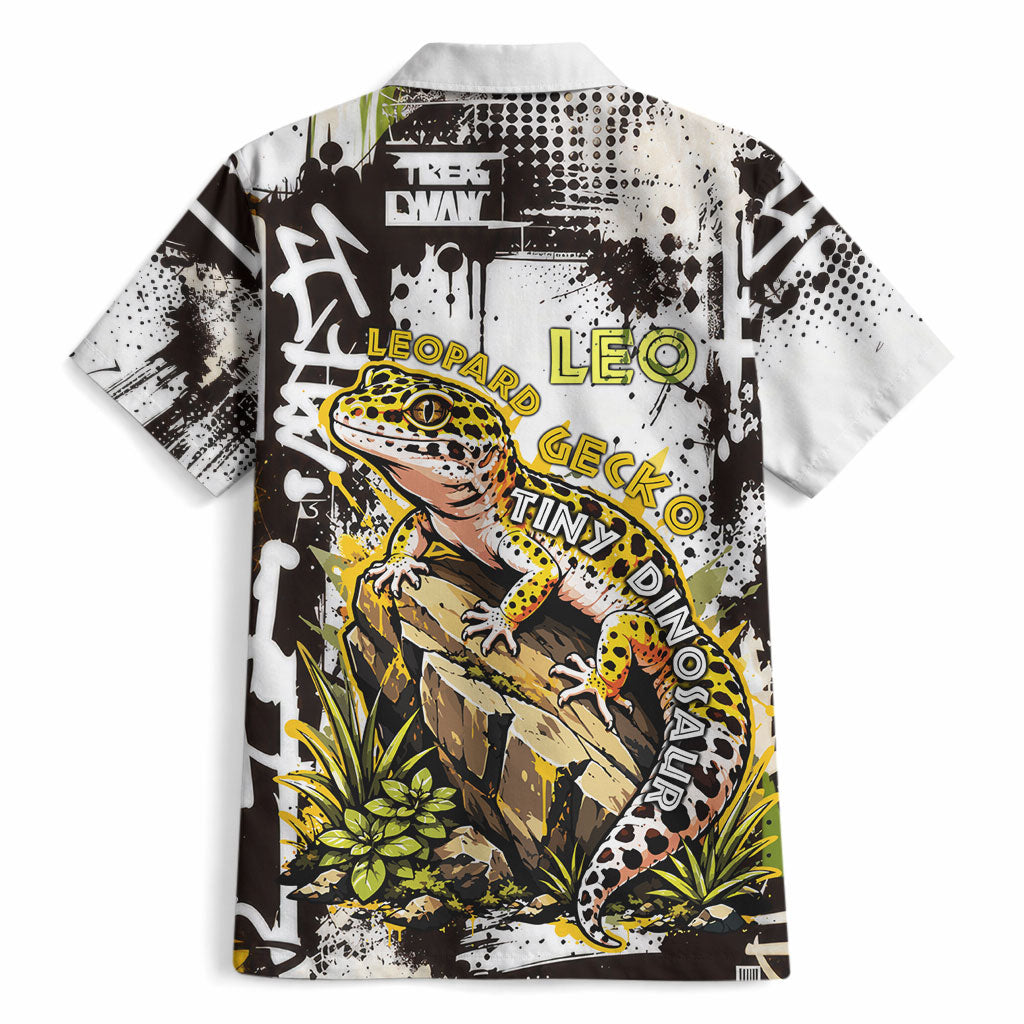 Leopard Gecko Hawaiian Shirt Tiny Dinosaur Department Funny Pest Control Graffiti