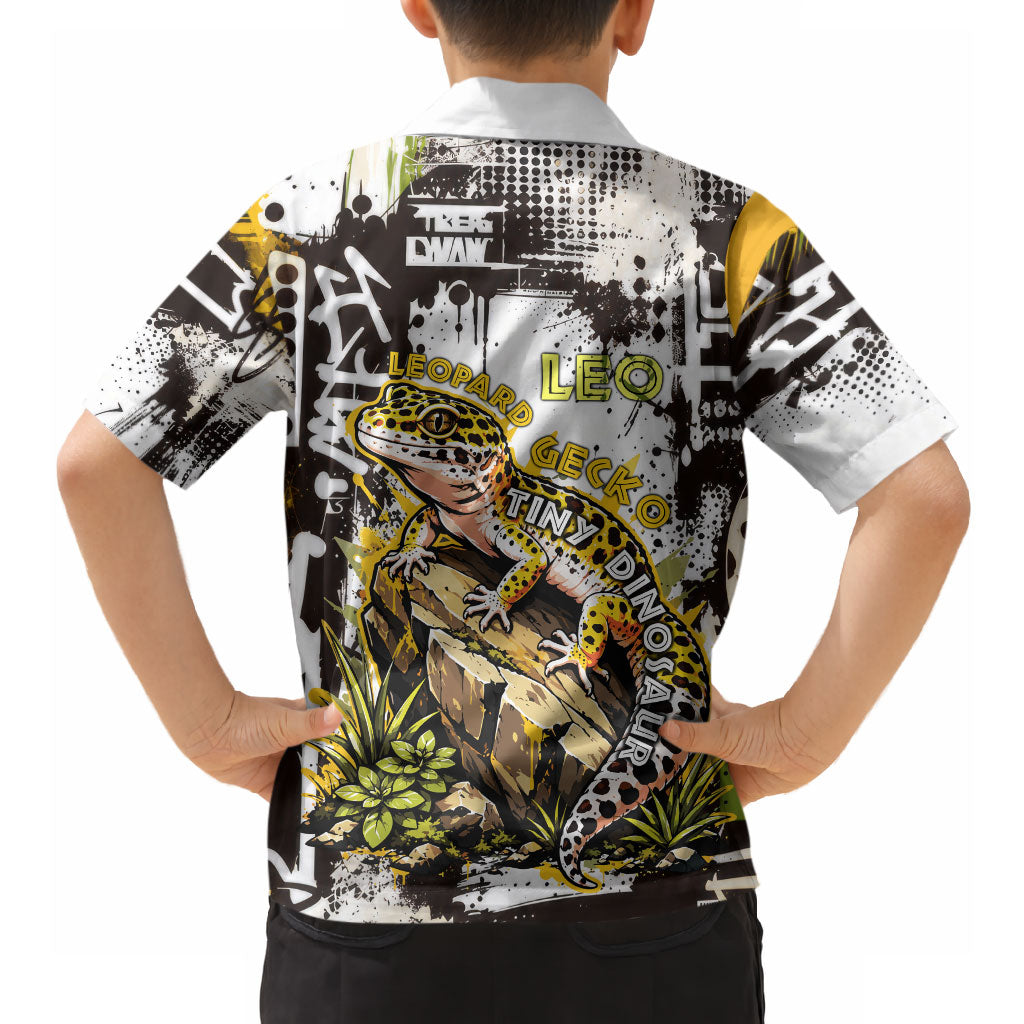 Leopard Gecko Hawaiian Shirt Tiny Dinosaur Department Funny Pest Control Graffiti