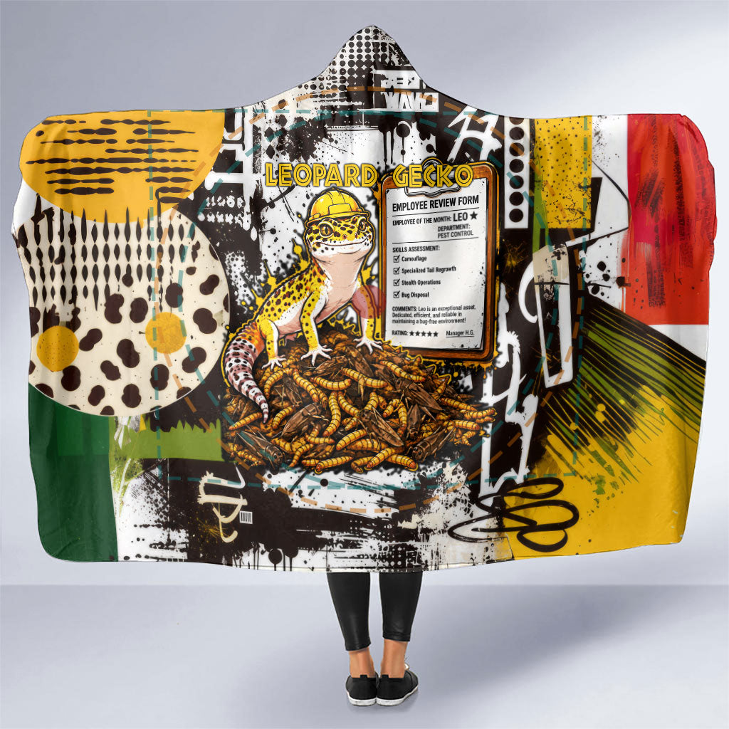 Leopard Gecko Hooded Blanket Tiny Dinosaur Department Funny Pest Control Graffiti