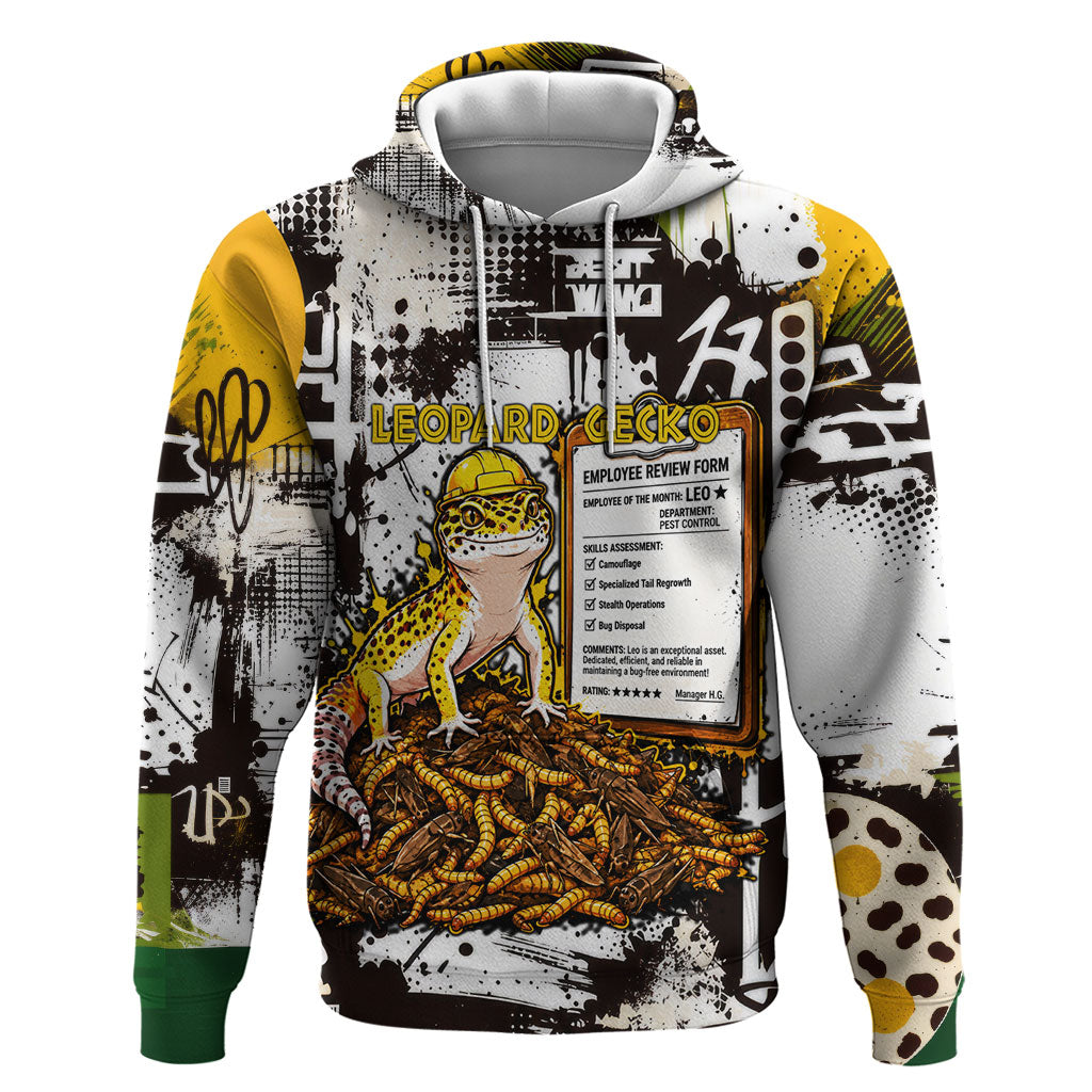 Leopard Gecko Hoodie Tiny Dinosaur Department Funny Pest Control Graffiti