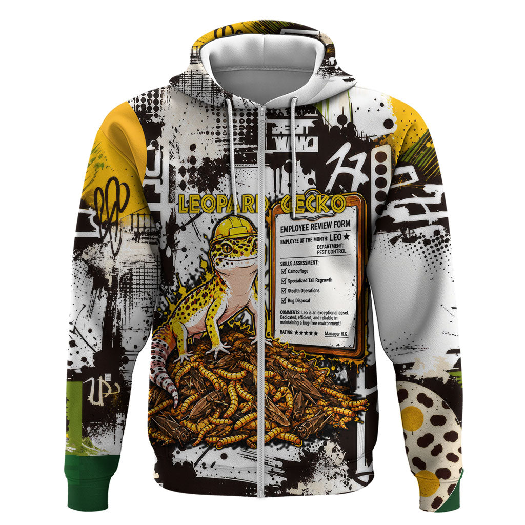 Leopard Gecko Hoodie Tiny Dinosaur Department Funny Pest Control Graffiti