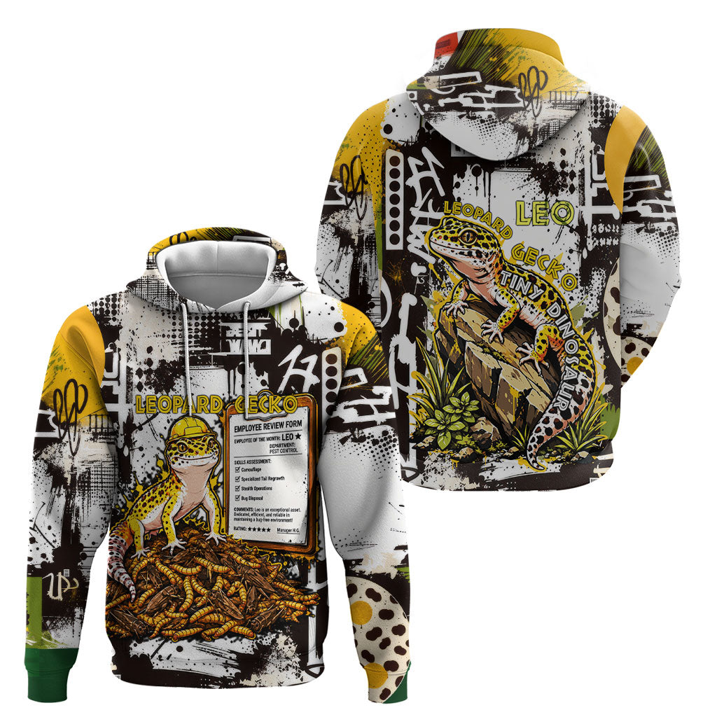 Leopard Gecko Hoodie Tiny Dinosaur Department Funny Pest Control Graffiti