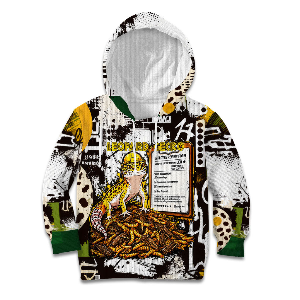 Leopard Gecko Kid Hoodie Tiny Dinosaur Department Funny Pest Control Graffiti