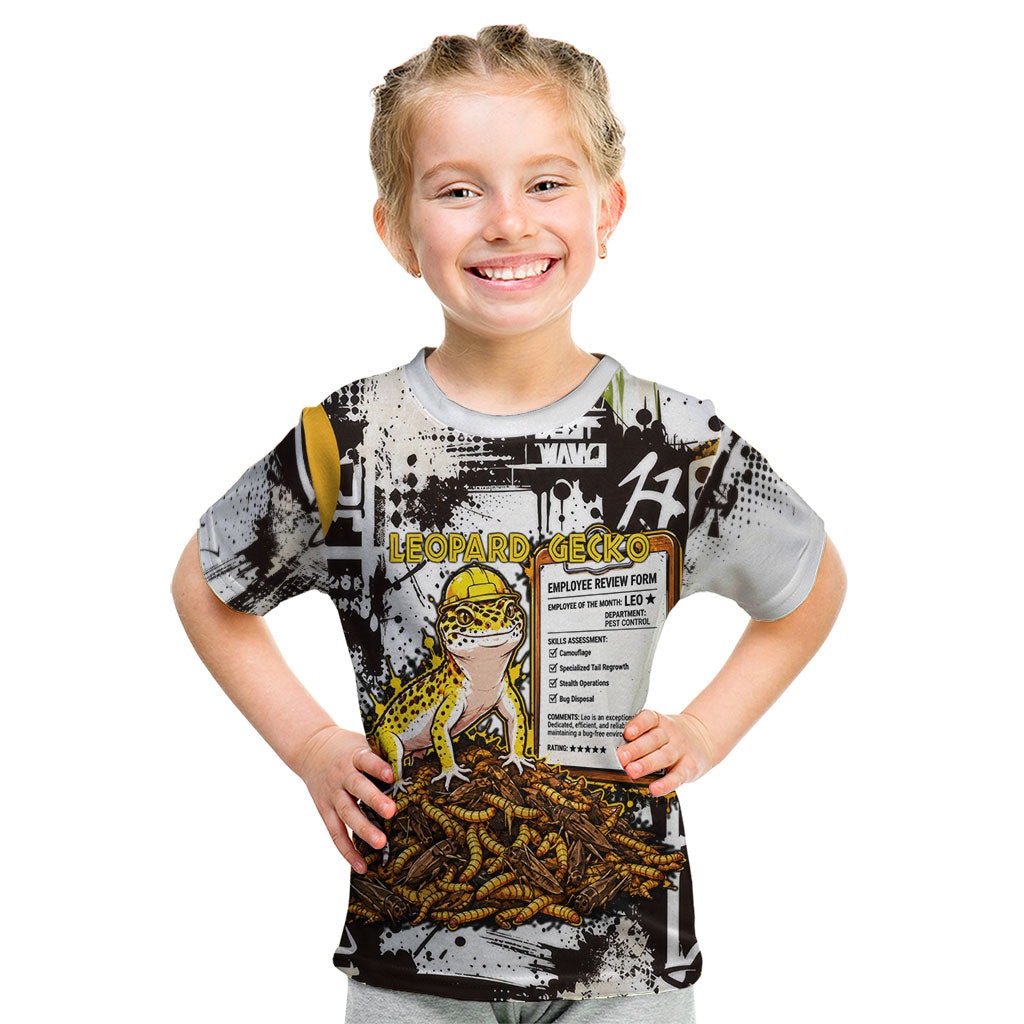 Leopard Gecko Kid T Shirt Tiny Dinosaur Department Funny Pest Control Graffiti
