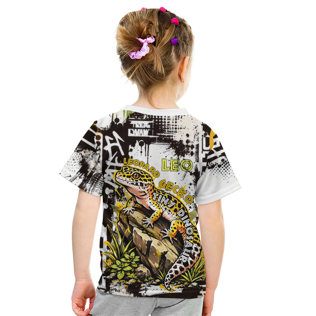 Leopard Gecko Kid T Shirt Tiny Dinosaur Department Funny Pest Control Graffiti
