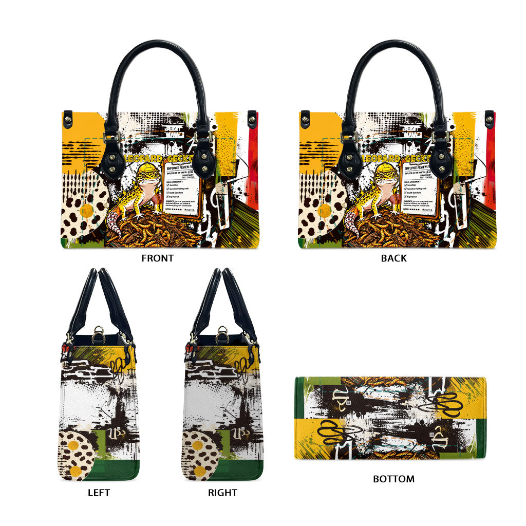 Leopard Gecko Leather Bag Tiny Dinosaur Department Funny Pest Control Graffiti