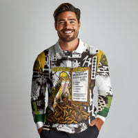 Leopard Gecko Long Sleeve Polo Shirt Tiny Dinosaur Department Funny Pest Control Graffiti