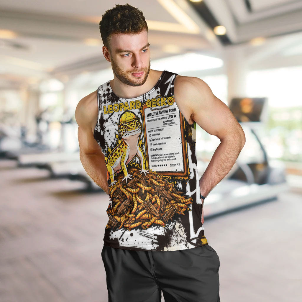 Leopard Gecko Men Tank Top Tiny Dinosaur Department Funny Pest Control Graffiti