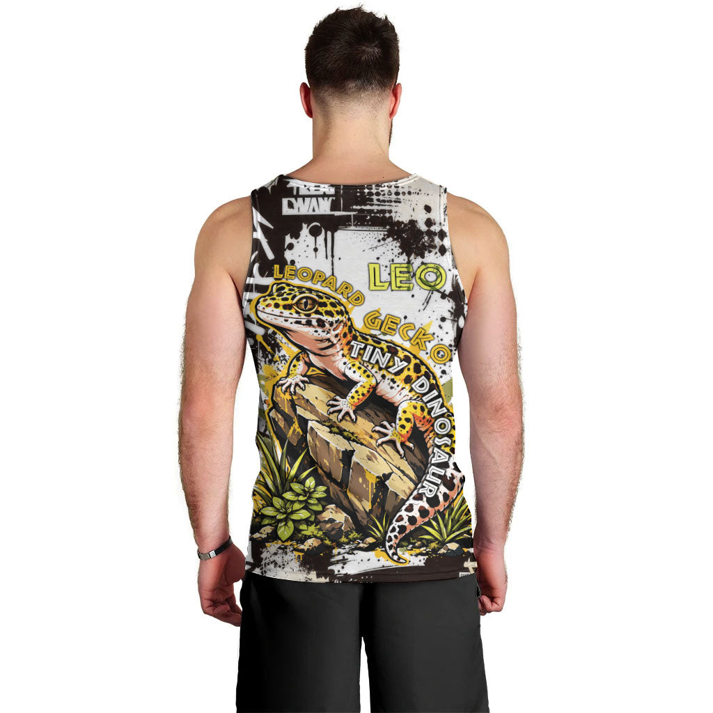 Leopard Gecko Men Tank Top Tiny Dinosaur Department Funny Pest Control Graffiti