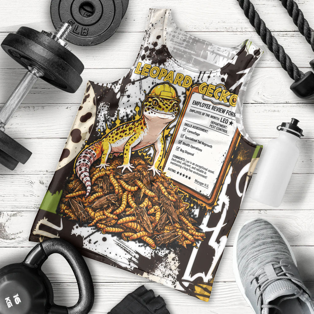 Leopard Gecko Men Tank Top Tiny Dinosaur Department Funny Pest Control Graffiti