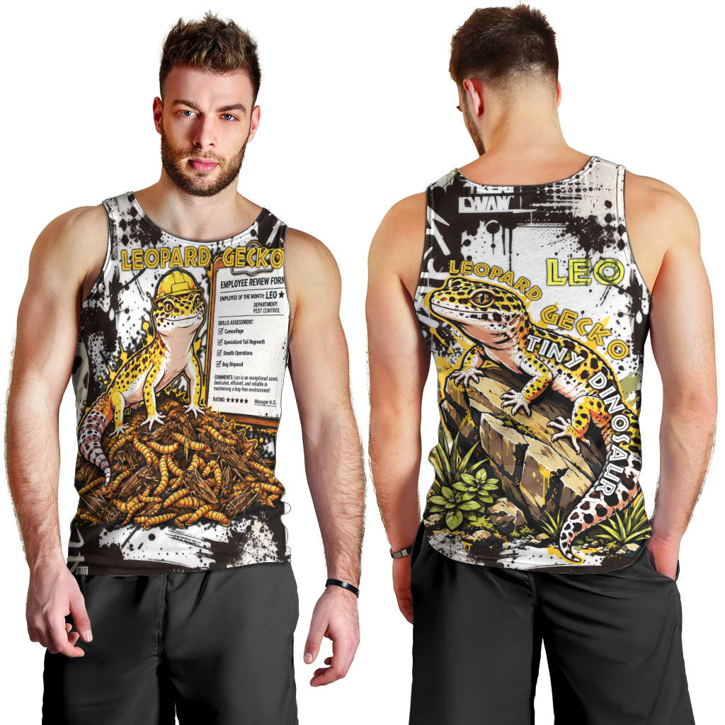 Leopard Gecko Men Tank Top Tiny Dinosaur Department Funny Pest Control Graffiti