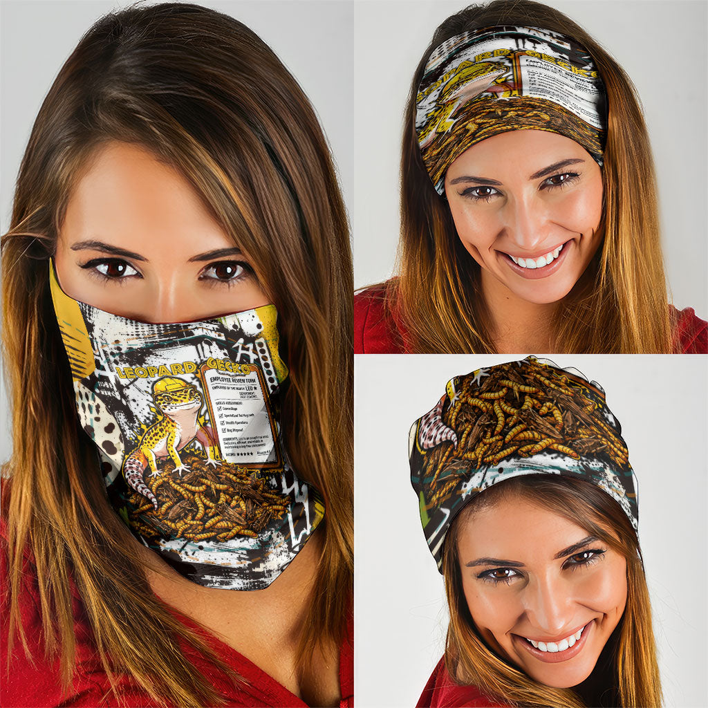 Leopard Gecko Neck Gaiter Tiny Dinosaur Department Funny Pest Control Graffiti