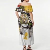 Leopard Gecko Off Shoulder Maxi Dress Tiny Dinosaur Department Funny Pest Control Graffiti