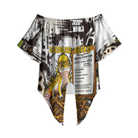 Leopard Gecko Off Shoulder Wrap Waist Top Tiny Dinosaur Department Funny Pest Control Graffiti
