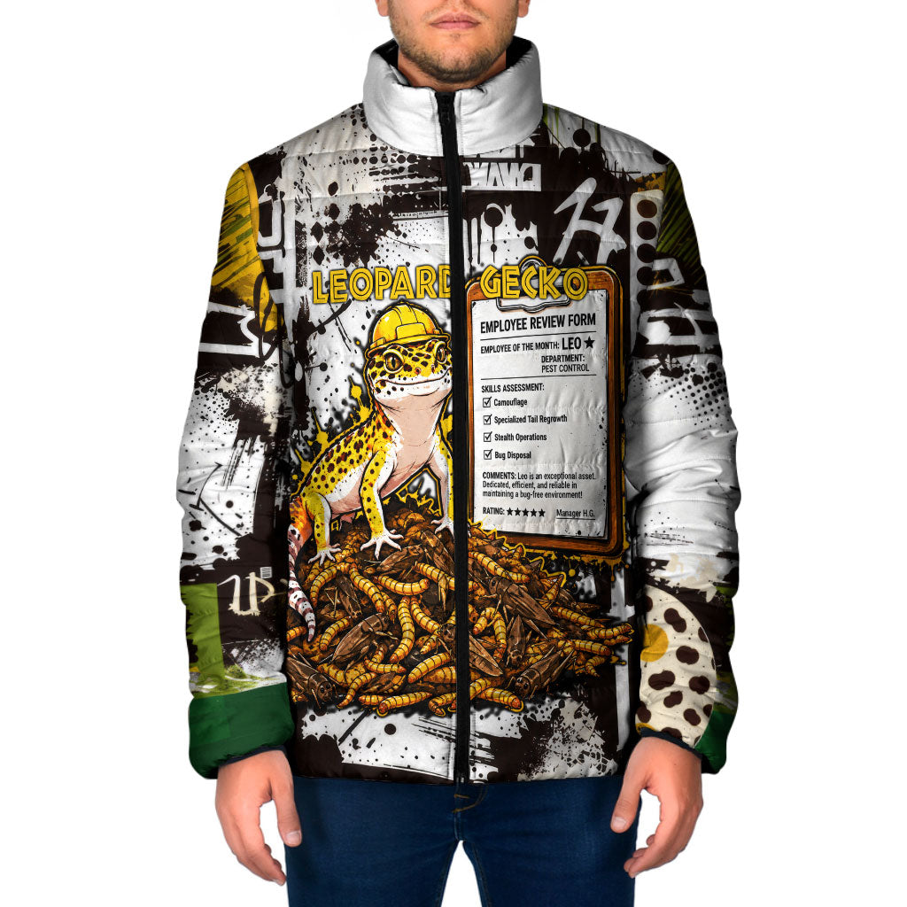 Leopard Gecko Padded Jacket Tiny Dinosaur Department Funny Pest Control Graffiti