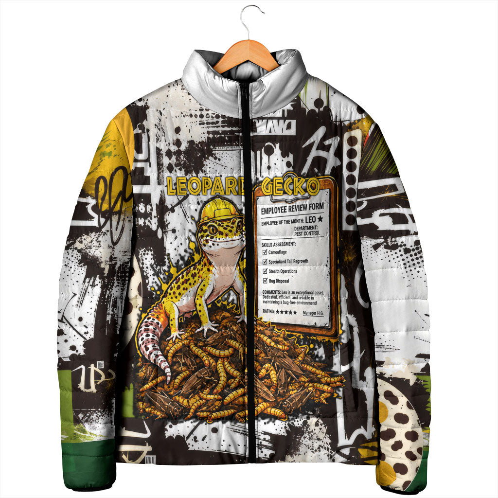 Leopard Gecko Padded Jacket Tiny Dinosaur Department Funny Pest Control Graffiti