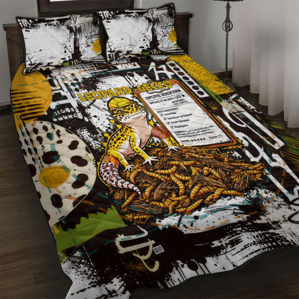 Leopard Gecko Quilt Bed Set Tiny Dinosaur Department Funny Pest Control Graffiti