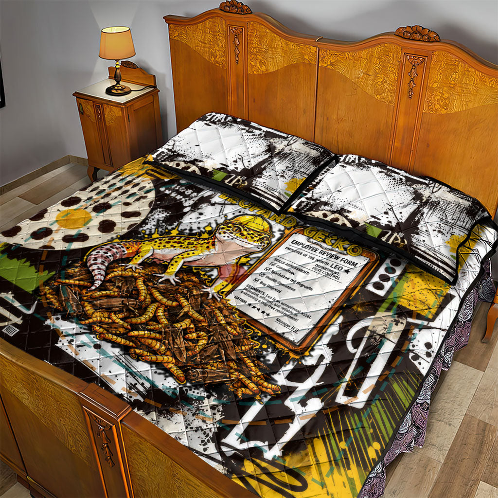Leopard Gecko Quilt Bed Set Tiny Dinosaur Department Funny Pest Control Graffiti