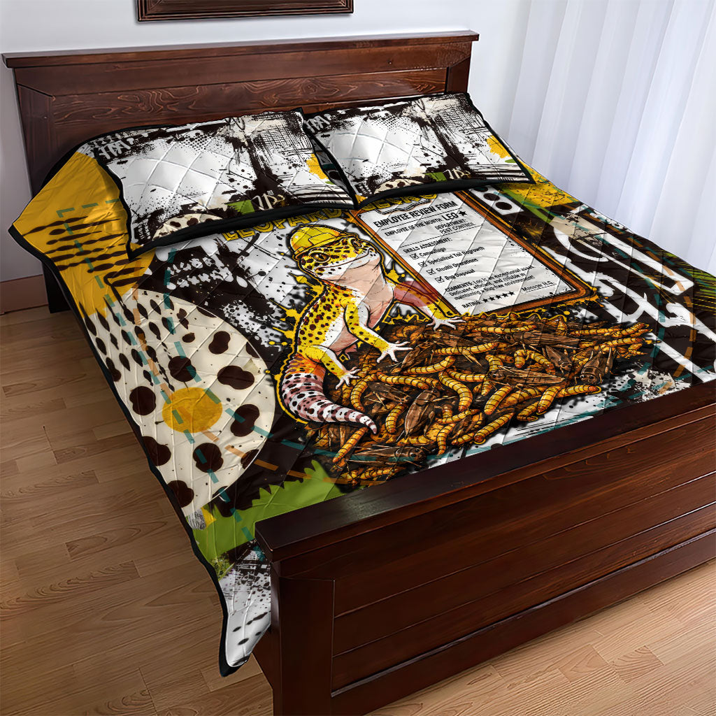 Leopard Gecko Quilt Bed Set Tiny Dinosaur Department Funny Pest Control Graffiti