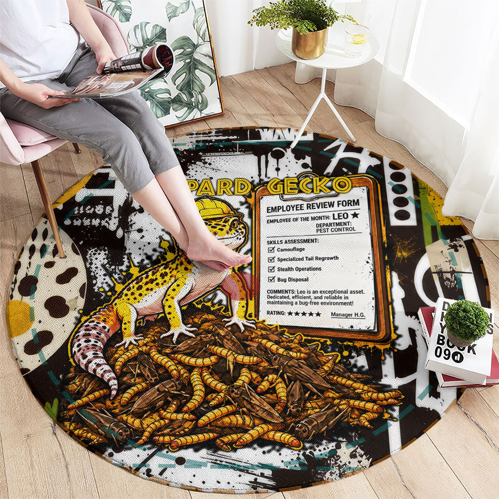 Leopard Gecko Round Carpet Tiny Dinosaur Department Funny Pest Control Graffiti