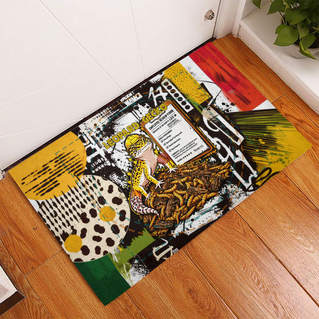 Leopard Gecko Rubber Doormat Tiny Dinosaur Department Funny Pest Control Graffiti