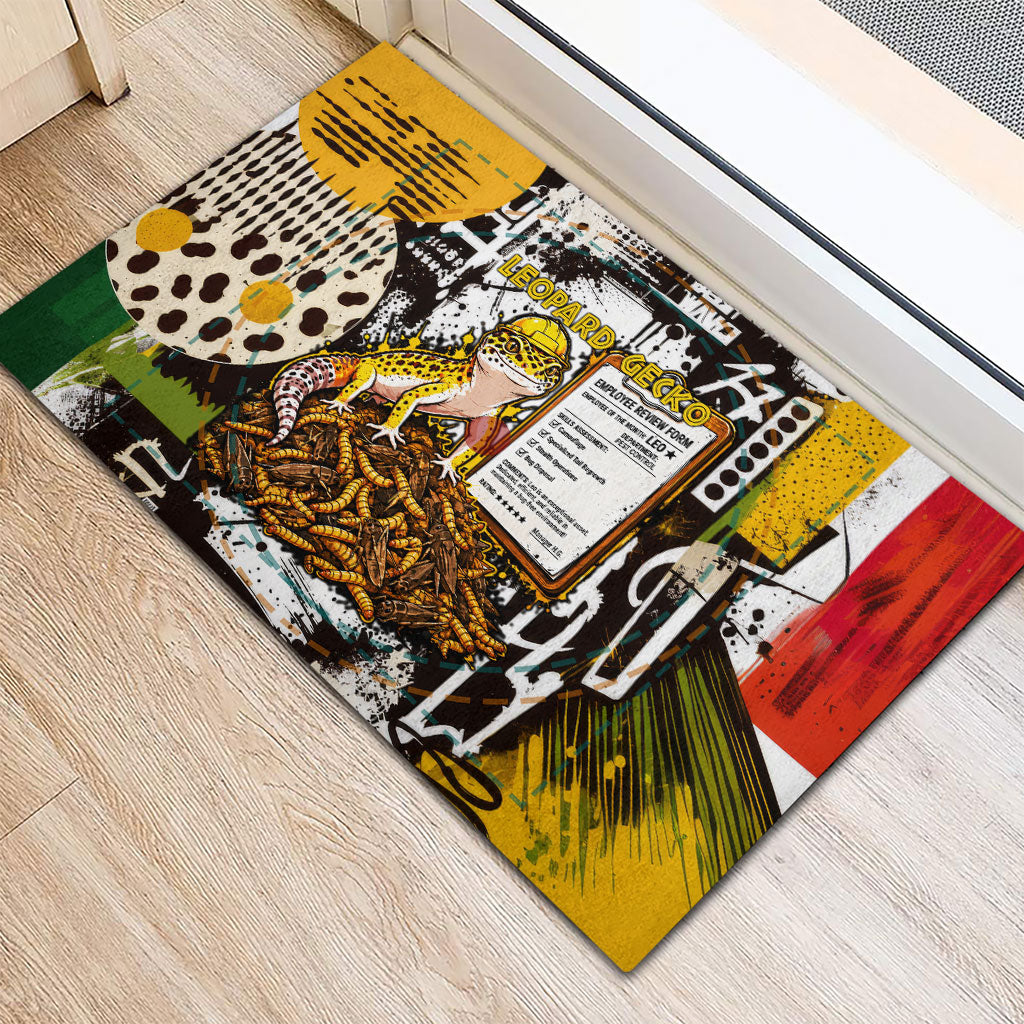 Leopard Gecko Rubber Doormat Tiny Dinosaur Department Funny Pest Control Graffiti