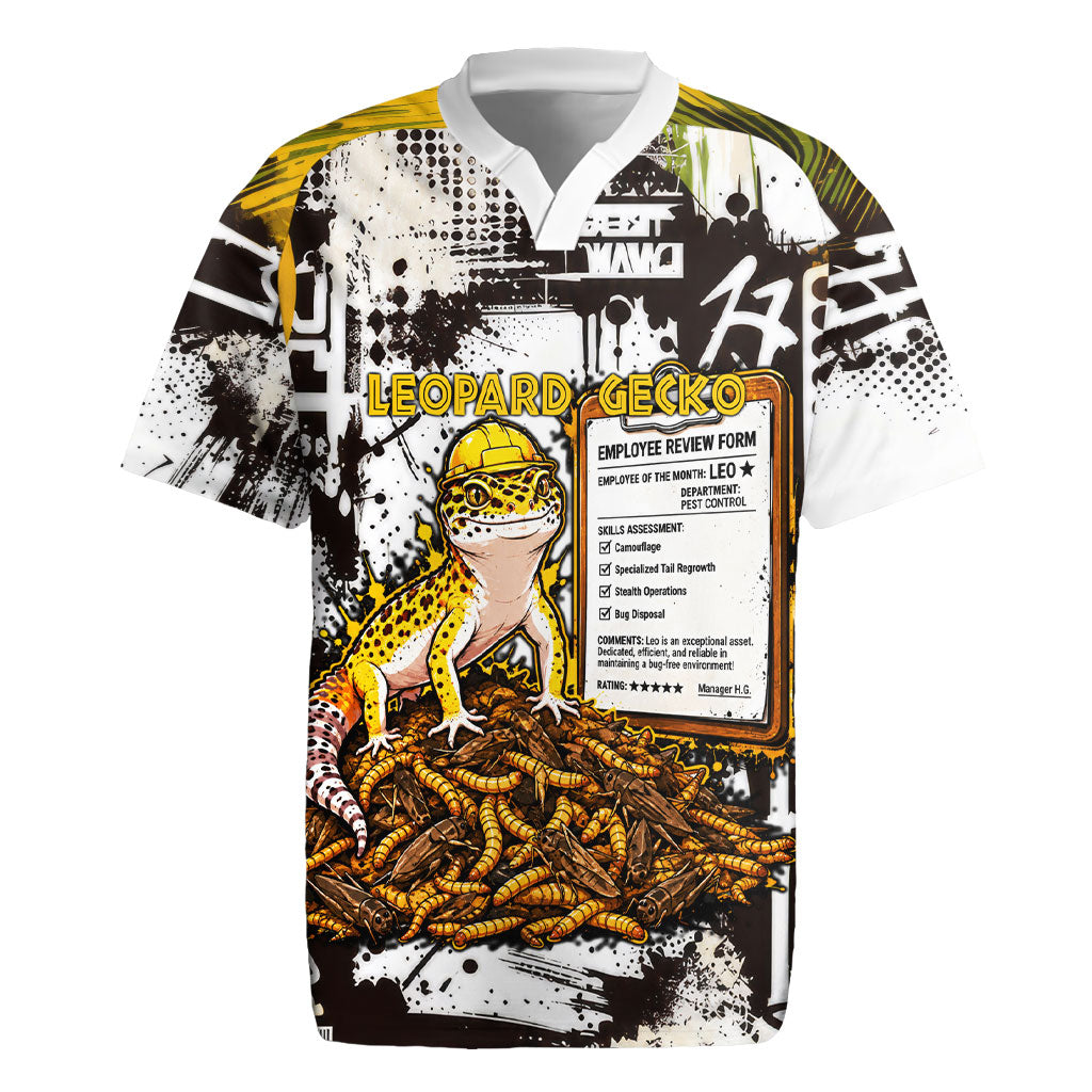 Leopard Gecko Rugby Jersey Tiny Dinosaur Department Funny Pest Control Graffiti