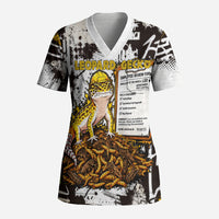 Leopard Gecko Scrub Top Tiny Dinosaur Department Funny Pest Control Graffiti