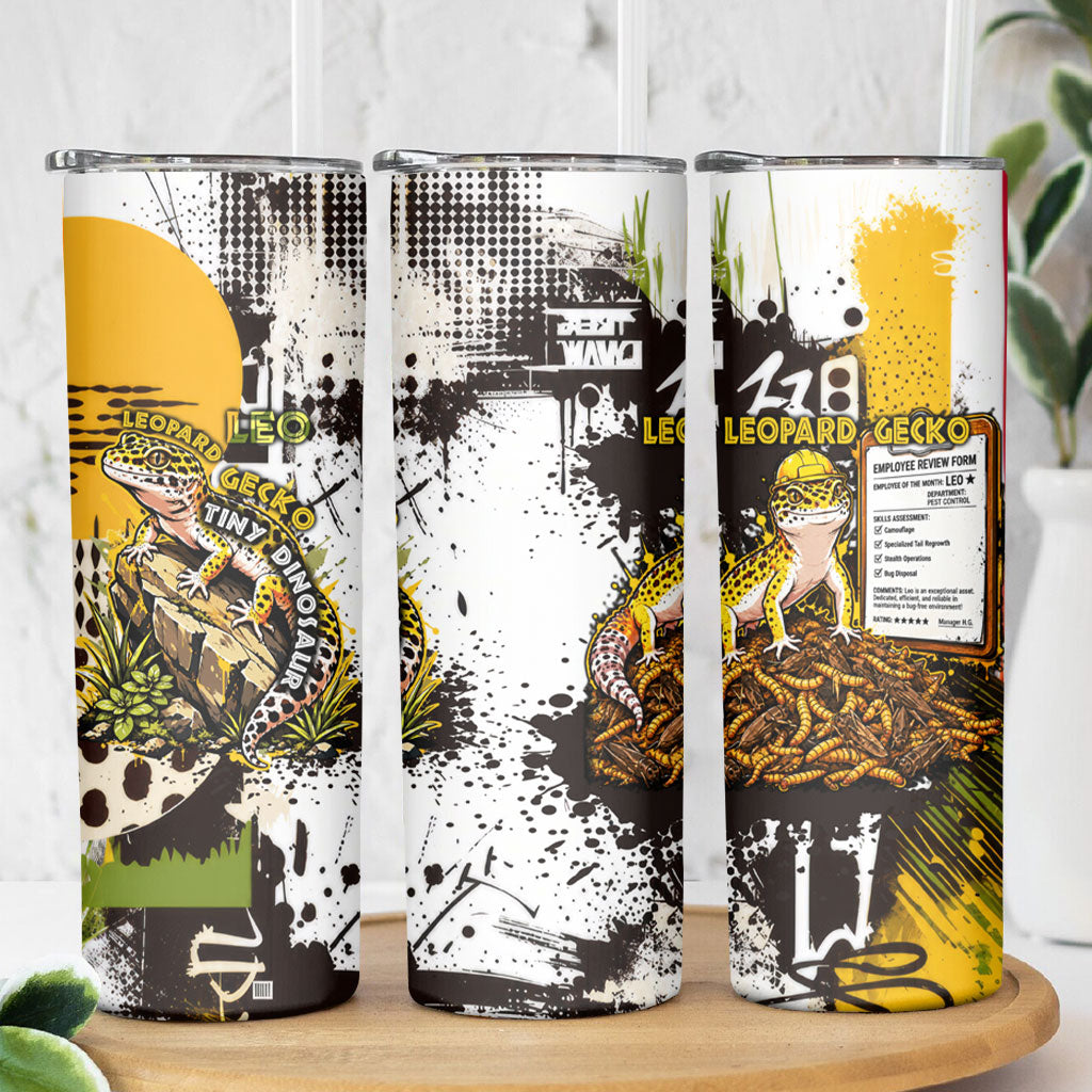 Leopard Gecko Skinny Tumbler Tiny Dinosaur Department Funny Pest Control Graffiti