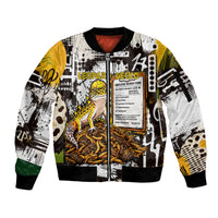 Leopard Gecko Sleeve Zip Bomber Jacket Tiny Dinosaur Department Funny Pest Control Graffiti