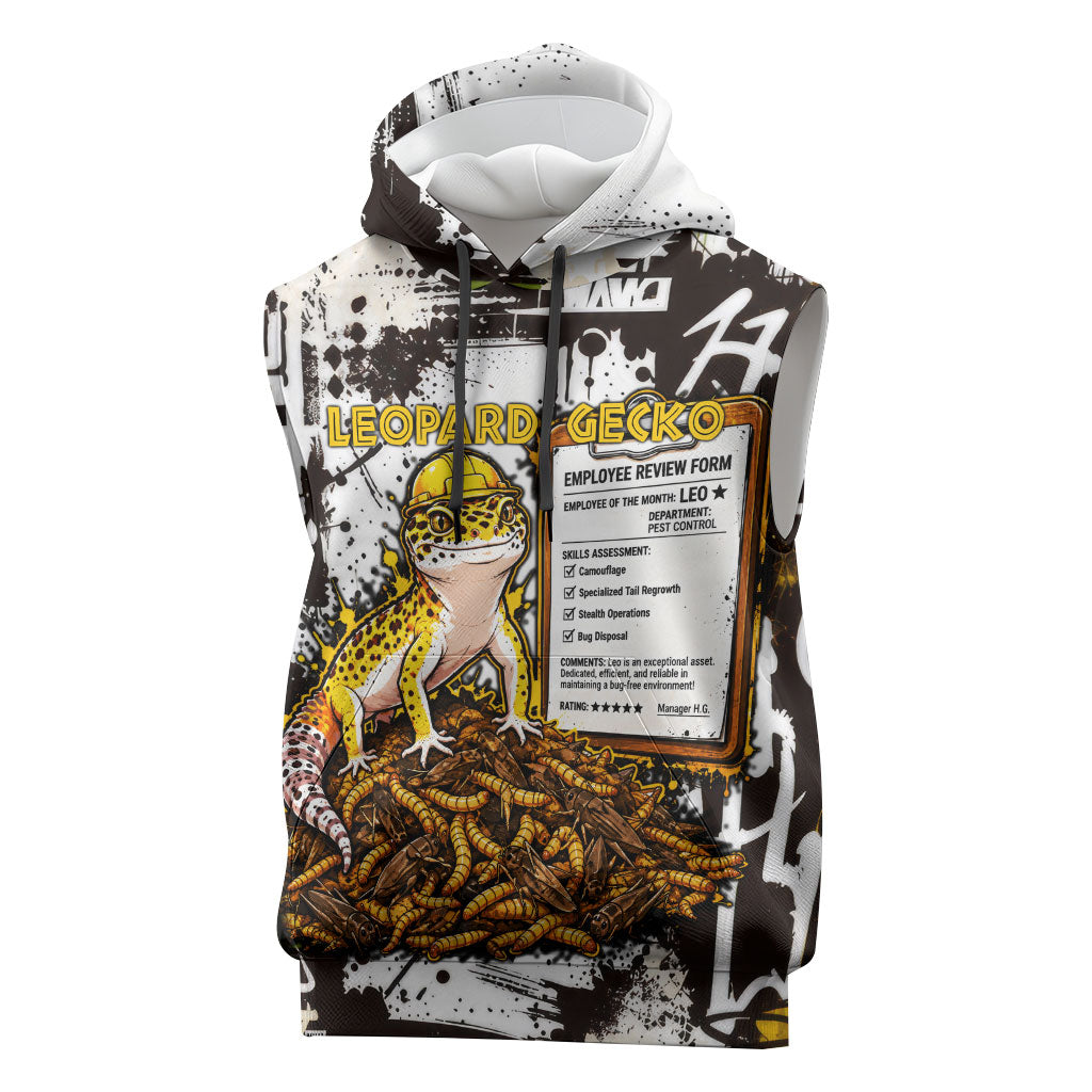Leopard Gecko Sleeveless Hoodie Tiny Dinosaur Department Funny Pest Control Graffiti