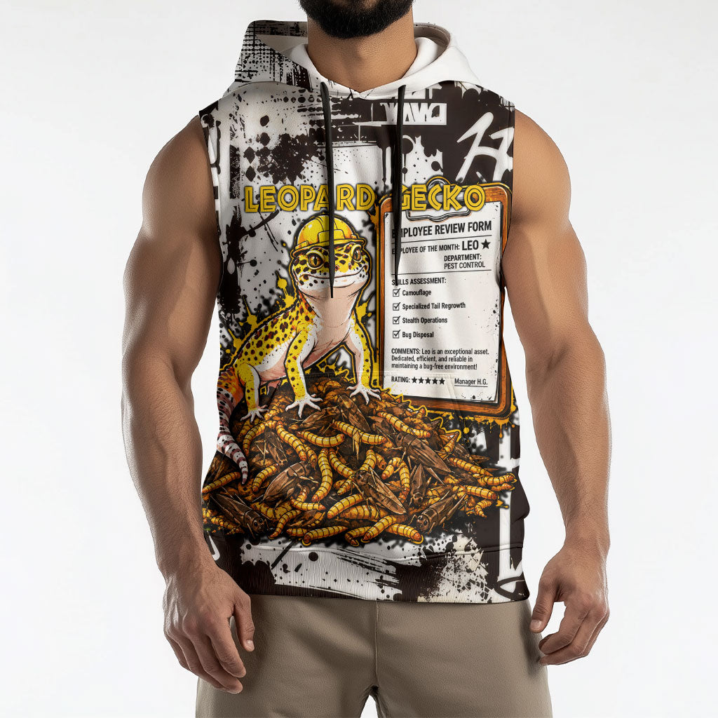 Leopard Gecko Sleeveless Hoodie Tiny Dinosaur Department Funny Pest Control Graffiti