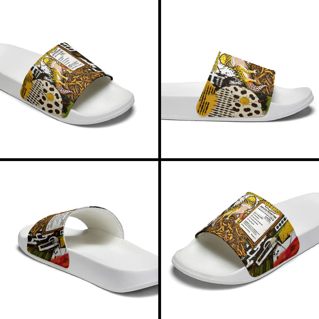 Leopard Gecko Slide Sandals Tiny Dinosaur Department Funny Pest Control Graffiti