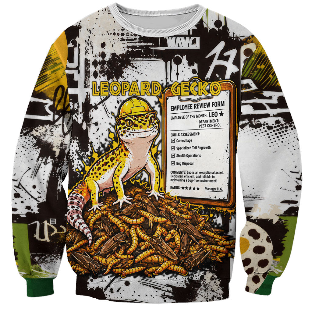 Leopard Gecko Sweatshirt Tiny Dinosaur Department Funny Pest Control Graffiti