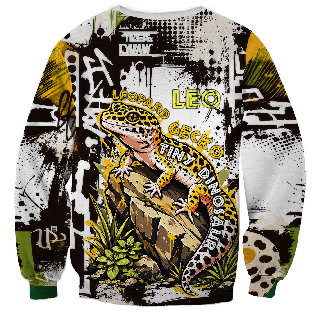 Leopard Gecko Sweatshirt Tiny Dinosaur Department Funny Pest Control Graffiti