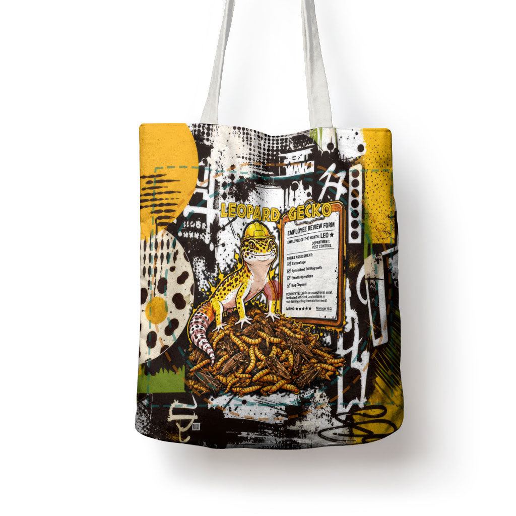 Leopard Gecko Tote Bag Tiny Dinosaur Department Funny Pest Control Graffiti