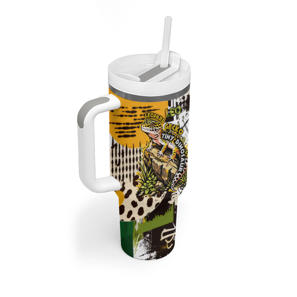 Leopard Gecko Tumbler With Handle Tiny Dinosaur Department Funny Pest Control Graffiti