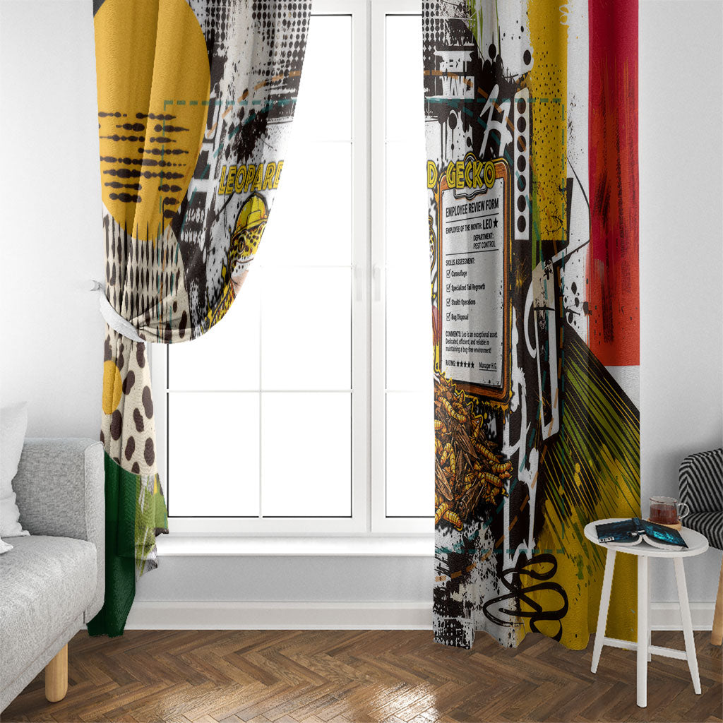 Leopard Gecko Window Curtain Tiny Dinosaur Department Funny Pest Control Graffiti
