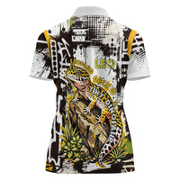 Leopard Gecko Women Polo Shirt Tiny Dinosaur Department Funny Pest Control Graffiti