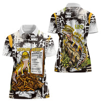 Leopard Gecko Women Polo Shirt Tiny Dinosaur Department Funny Pest Control Graffiti