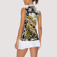 Leopard Gecko Women Sleeveless Polo Shirt Tiny Dinosaur Department Funny Pest Control Graffiti