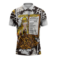 Leopard Gecko Zipper Polo Shirt Tiny Dinosaur Department Funny Pest Control Graffiti