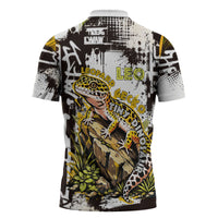 Leopard Gecko Zipper Polo Shirt Tiny Dinosaur Department Funny Pest Control Graffiti