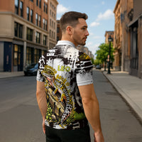 Leopard Gecko Zipper Polo Shirt Tiny Dinosaur Department Funny Pest Control Graffiti