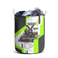 Rabbit Powered By Hay And Attitude Laundry Basket Funny Sarcastic Bunny Diagram Graphic Art