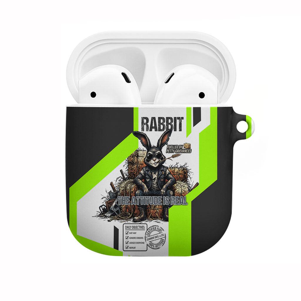 Rabbit Powered By Hay And Attitude AirPods Case Funny Sarcastic Bunny Diagram Graphic Art