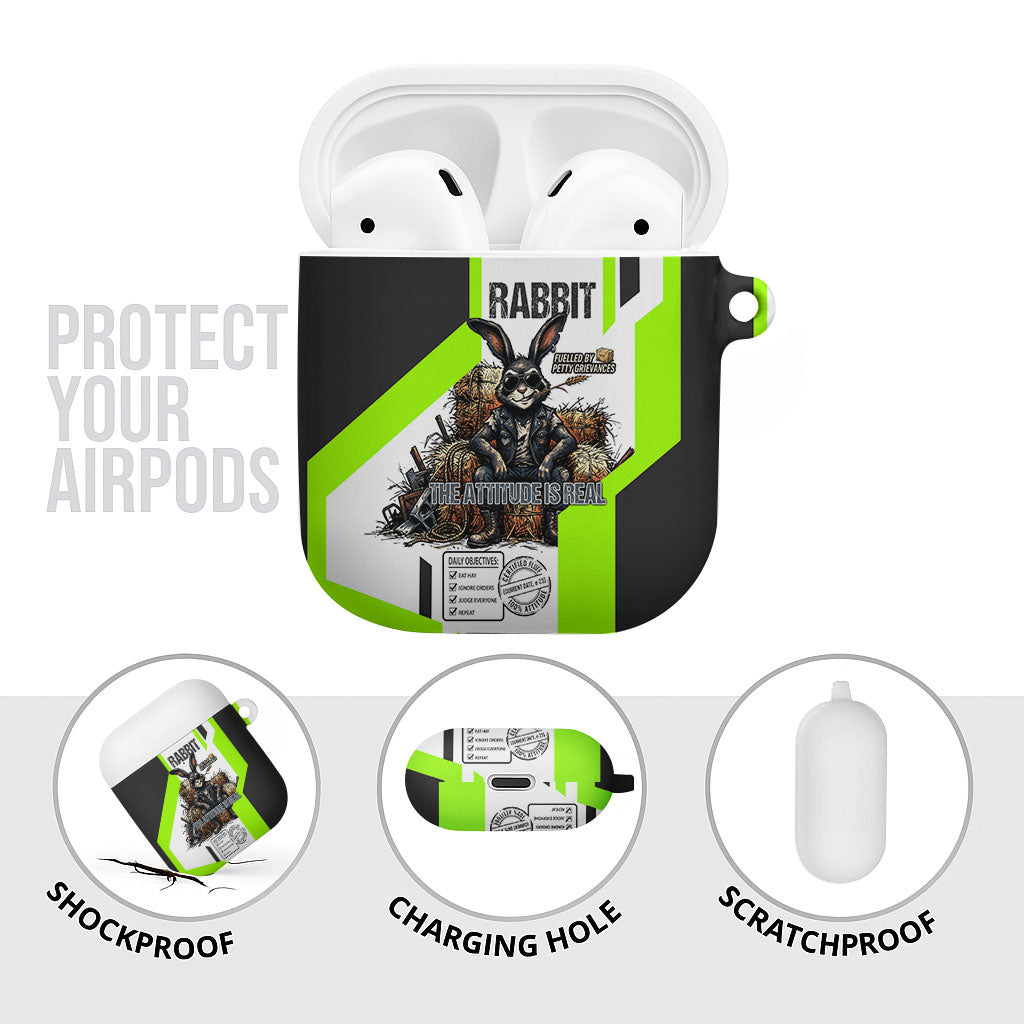 Rabbit Powered By Hay And Attitude AirPods Case Funny Sarcastic Bunny Diagram Graphic Art