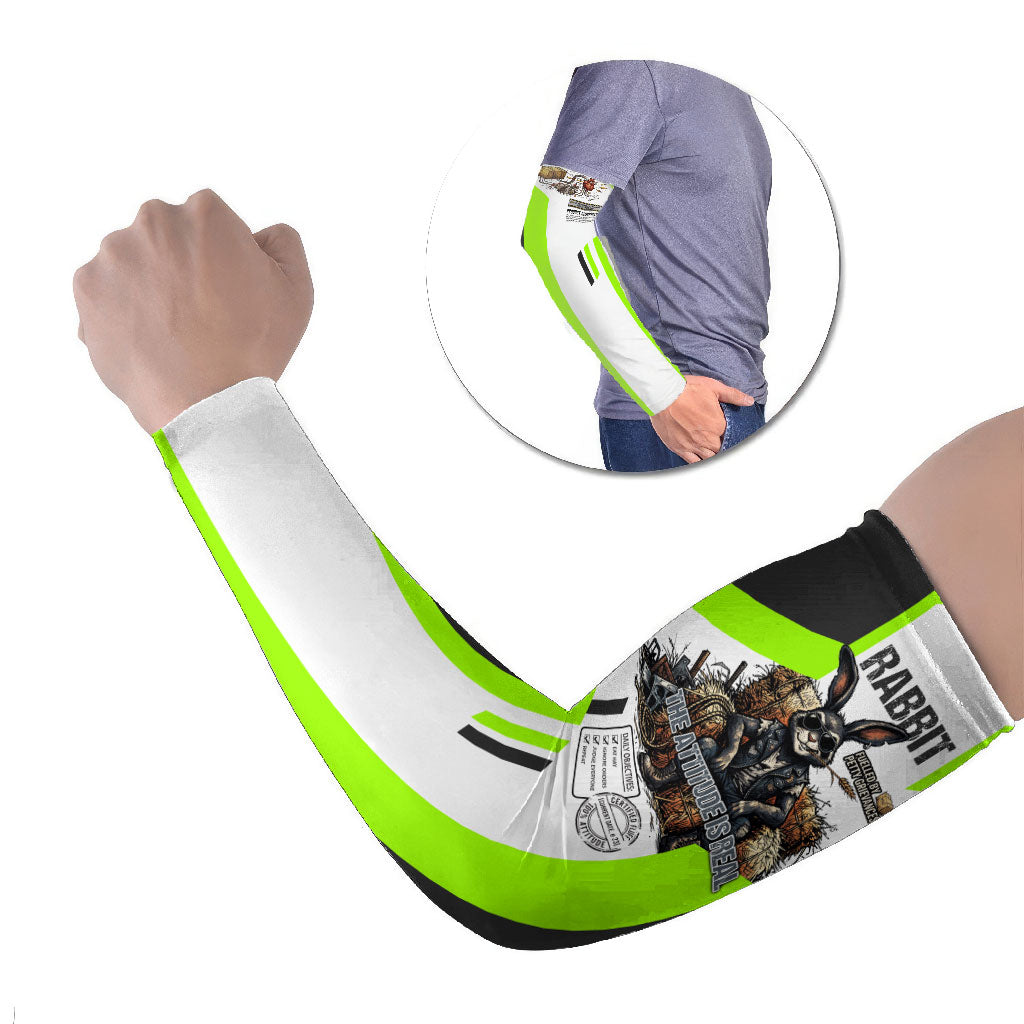 Rabbit Powered By Hay And Attitude Arm Sleeves Funny Sarcastic Bunny Diagram Graphic Art