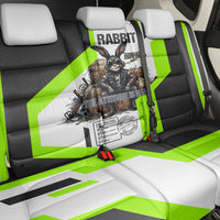 Rabbit Powered By Hay And Attitude Back Car Seat Cover Funny Sarcastic Bunny Diagram Graphic Art
